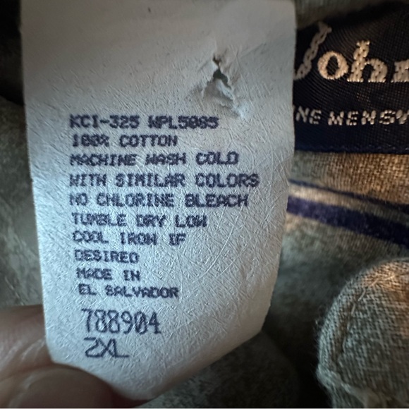 John Blair Men's Casual Western Patterned Button-Down Shirt - Beige and Blue - Picture 5 of 5